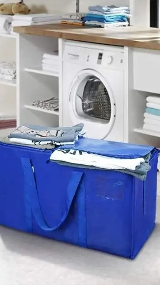 Placeholder thumbnail for “Laundry Room Storage with Moving Bags”. Final creator footage is not uploaded yet.